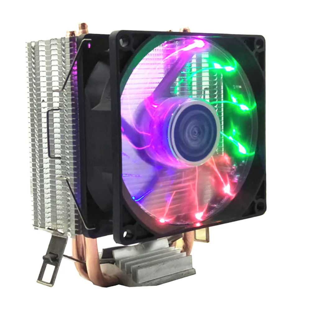 90 мм 4Pin Процессор теплоотводы, но тихими вентиляторами для Intel LGA775/1156/1155/1151/1366/2011 для AMD 2 тепловые трубы радиатор процессора Вентилятор