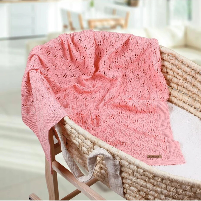 Baby knitting leaves design kids hollow blanket cotton stroller blankets quilt cover pour bebes couverture Bedding accessories | Мать и