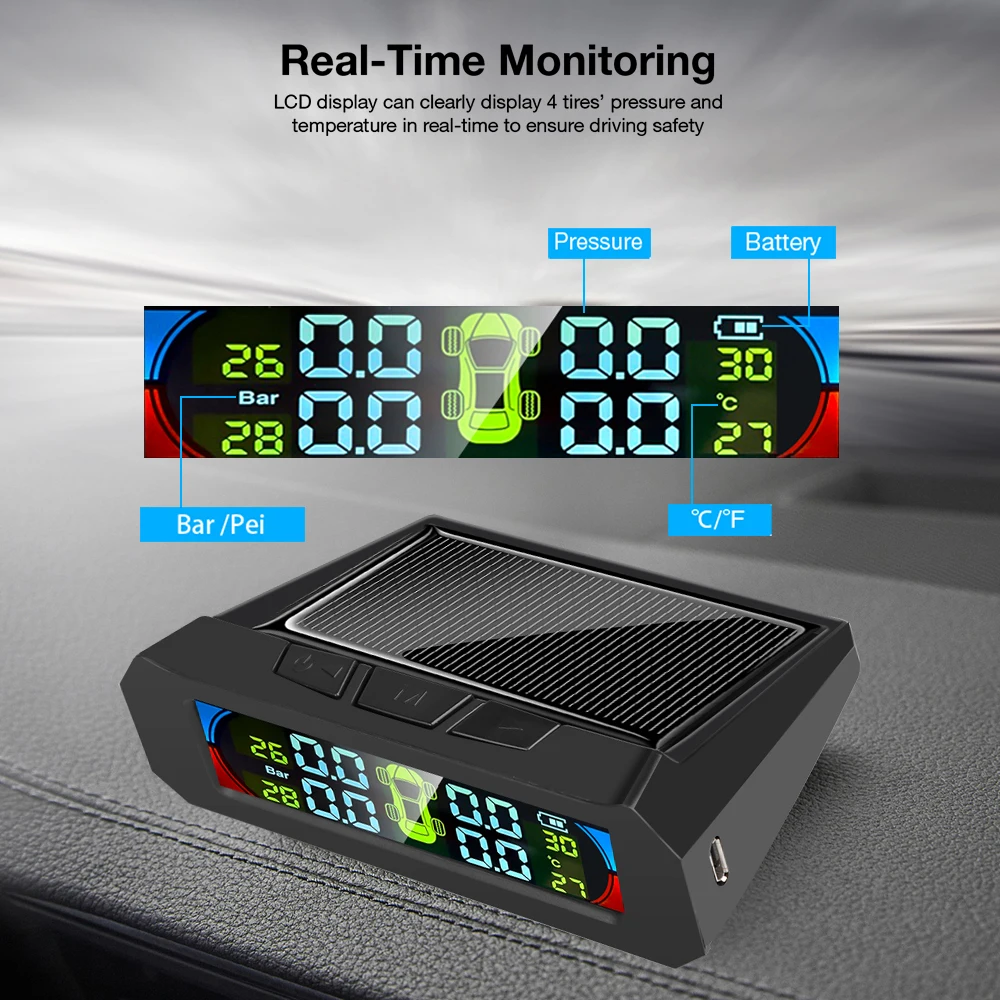 2021 новый цветной дисплей TPMS автоматический контроль яркости на солнечной