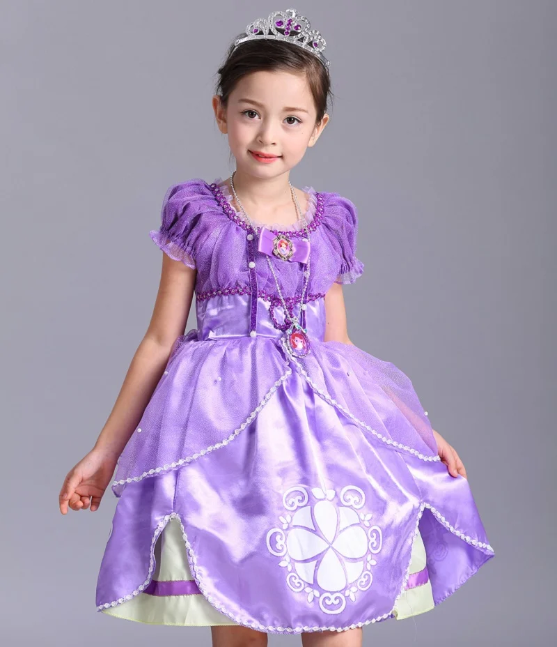 Летние платья принцессы Софии для девочек Детский карнавальный костюм с пышными