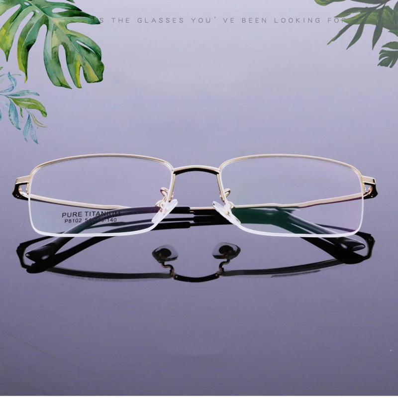 

Veshion Titanium Glasses Frame Men Half Rim Eye Glasses Frames for Male Square Spectacle Glass Ultra-light Vintage Myopia Retro