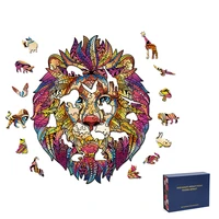 unique lion 3d wooden puzzle adult kids jigsaw puzzles wooden animal puzzle gift box packaging children holiday gifts toys