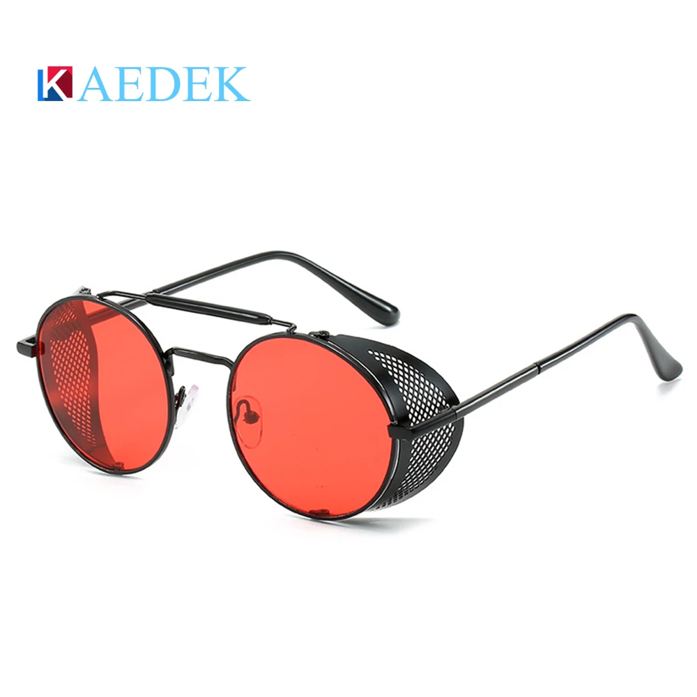 

KAEDEK Genuine Retro Round Steampunk Sunglasses Men Retro Women Sun Glasses Shades Vintage Travel Eyewear Gafas De Sol