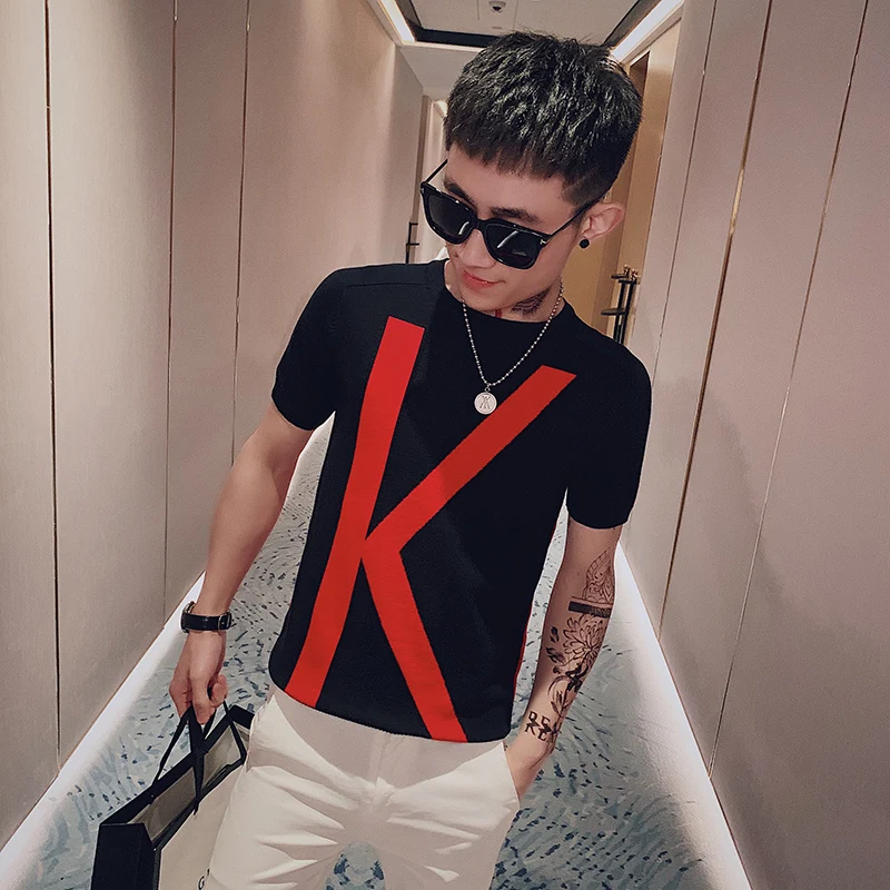 Футболка мужская Трикотажная с коротким рукавом Модная приталенная