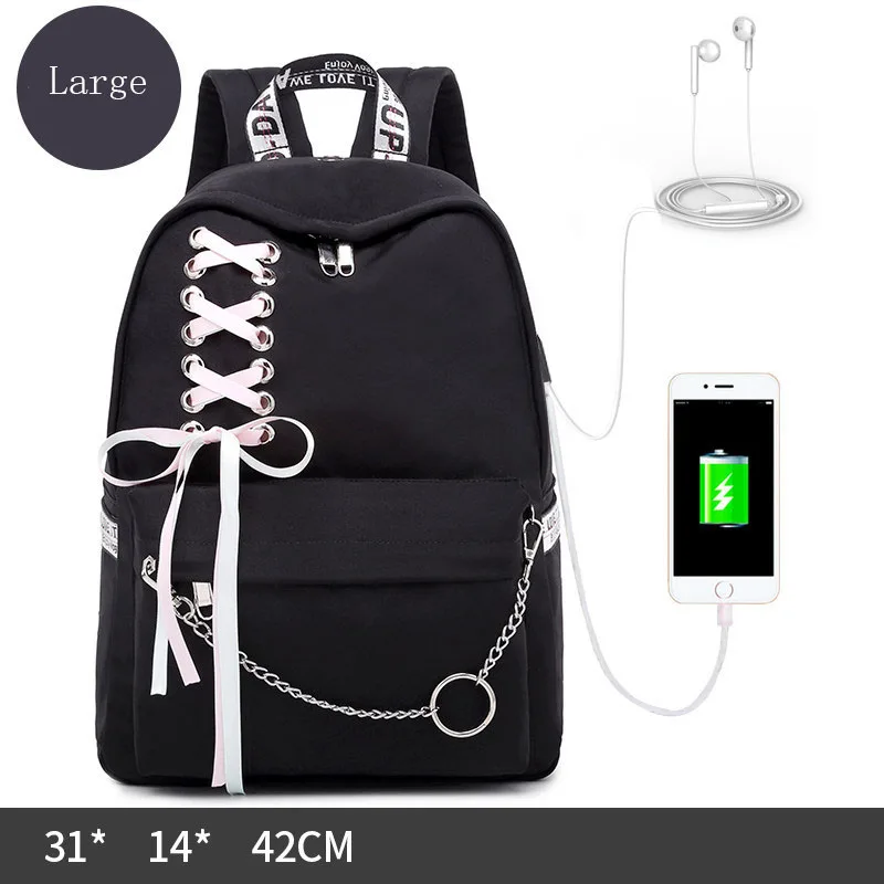 2019Women Backpack USB Charging Nylon Backpacks School Bags For Teenagers Girl Laptop mochila feminina Students Satchel | Багаж и сумки