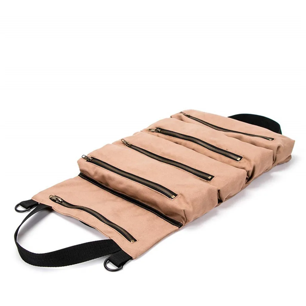 

New Car Seat Back Hardware Storage Tool Canvas Roll Plier Screwdriver Spanner Bag 49 x 29 cm
