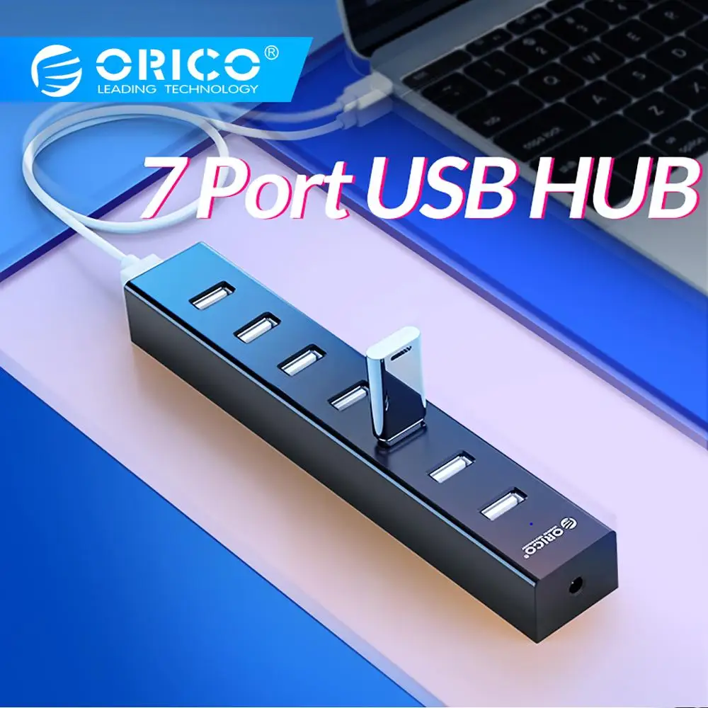 Концентратор ORICO 7 портов s USB2.0 концентратор с входным Питанием постоянного тока