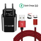Быстрое зарядное устройство с USB-портом и магнитным кабелем типа C для Motorola Moto One Macro LG G8 Thinq HTC U11 Redmi note 8 T Oppo Reno Z QC 3,0