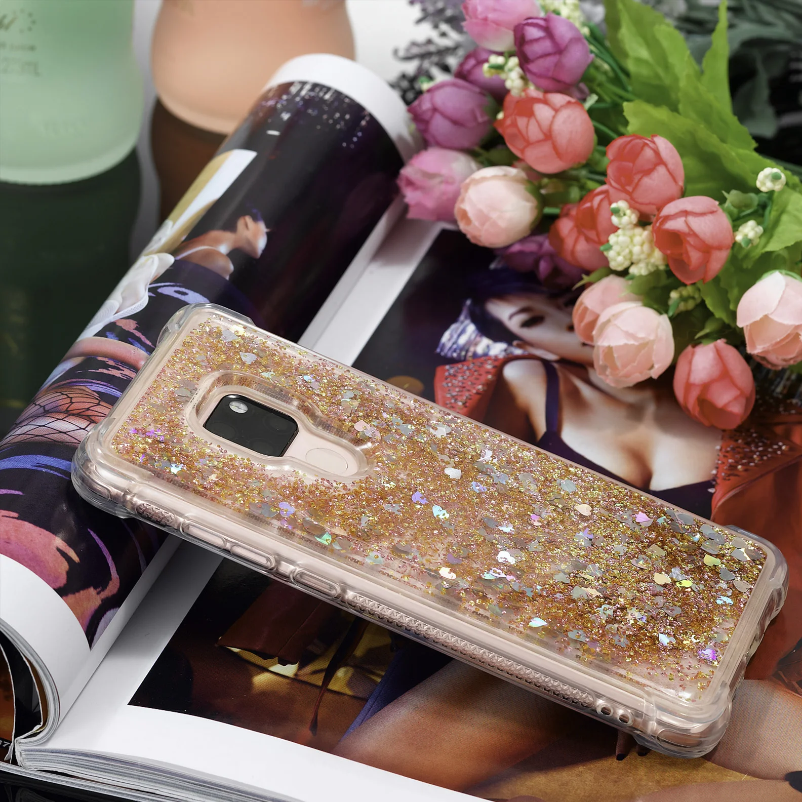 Жидкий силиконовый чехол Love Heart Quicksand для Huawei Mate 30 20 10 Lite P Smart 2019 Y3 Y5 II Y6 2017 Y7 Prime Honor 9X