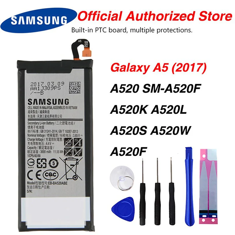 Оригинальная Аккумуляторная батарея Samsung GALAXY A5 2017 A520 EB BA520ABE A520F 3000