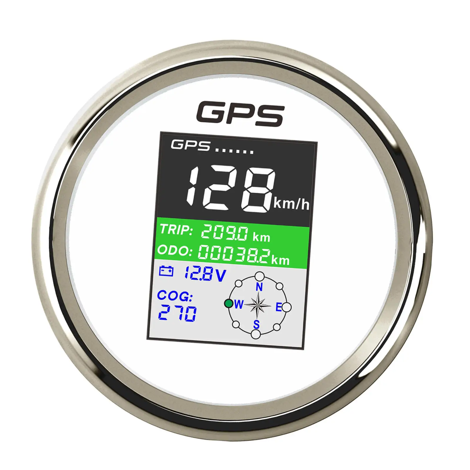 

3-3/8" GPS Speedometer 9-32V LCD Display IP67 Waterproof Knots MPH km/H Adjustable Gauge for Car Boat