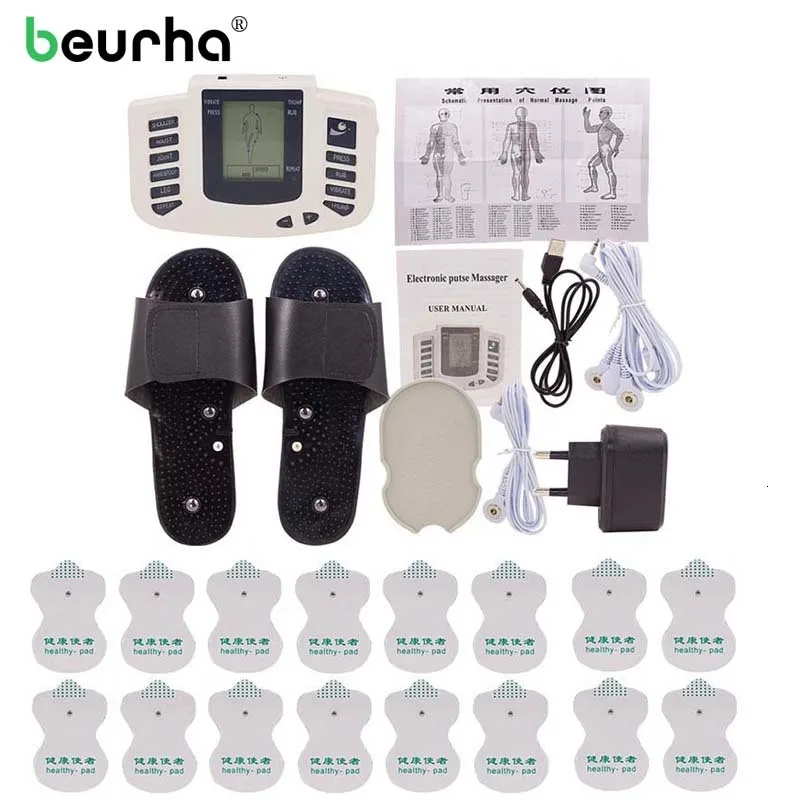 16 подушечек En RU ButtonElectric массаж тела Tens машина для терапии акупунктурой электромассажные подушечки мышечный Стимулятор для похудения Здоровый Уход
