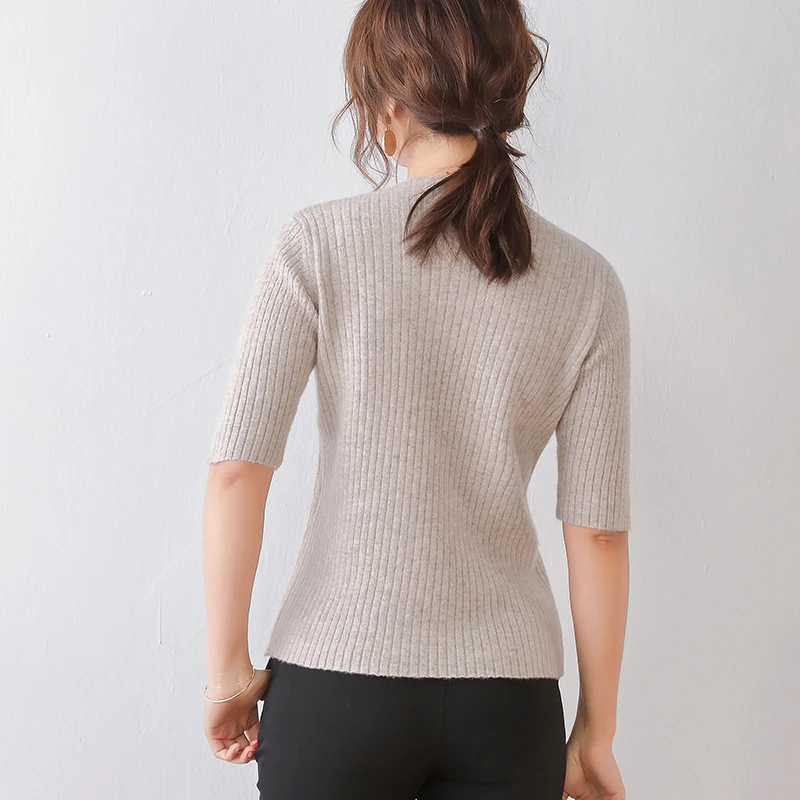 High End 100% Австралийский шерстяной свитер на осень-лето для женщин с коротким