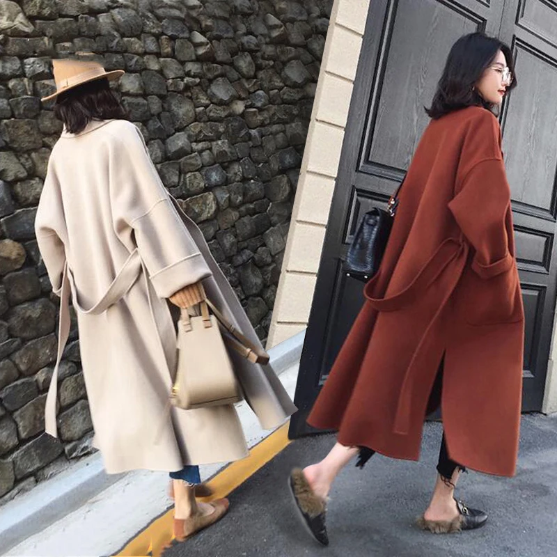 Модное повседневное шерстяное пальто для женщин длинная куртка новинка 2020 Осень