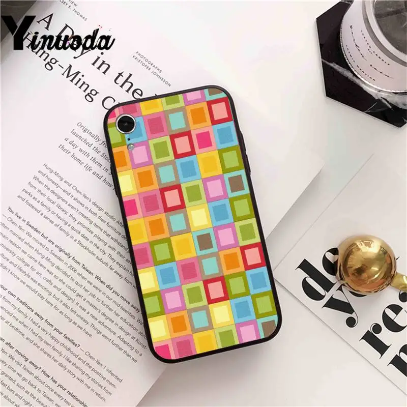 

Yinuoda Square Diamond Pattern tpu Phone Case cover For iPhone X 8 7 6 6S Plus XS MAX 5 5S SE XR 11 12 Pro Promax coque