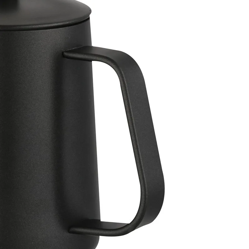 

600Ml Black Steel Handle Straight Hand Wash Pot 304 Stainless Steel Fine Mouth Pot Coffee Pot
