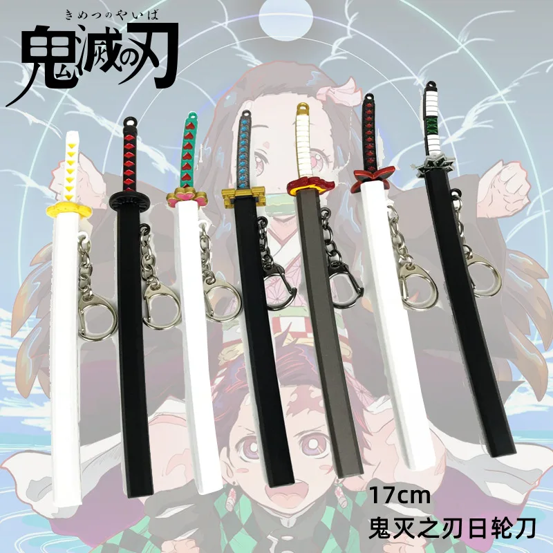 

Mini Anime Demon Slayer Sword Keychain Cosplay Katana Nezuko Zenitsu Tanjirou Inosuke Metal Pendant Keyrings Weapons Kids Toy
