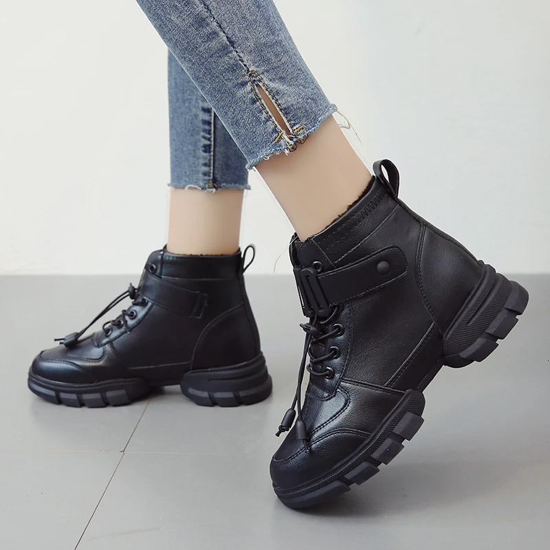 

2019 New Winter Platform Boots Women Fashion High Help Top Thick Bottom Sneakers Warm Plush Snow Boots Woman White Casual Shoes