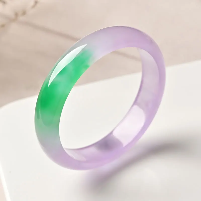 

Natural Colorful Jade Bangle Women Healing Jewelry Two-color Genuine Certified Jades Stone Lucky Amulet Bracelets Ladies Gifts