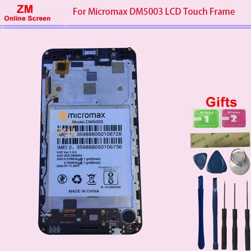 RYKKZ Для Micromax DM5003 ЖК дисплей + сенсорный экран рамка сменный модуль экрана Запчасти
