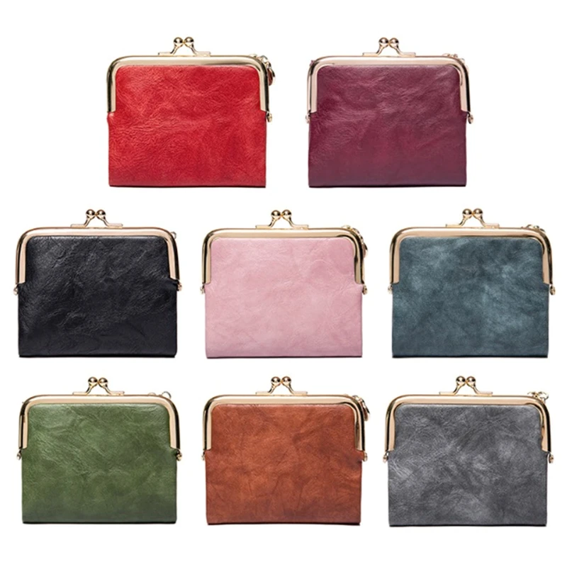 

Women's wallet Women's Short Wallet Bifold Retro Multifunction Coin Purse with Zip and Kiss Lock 12*2*10cm