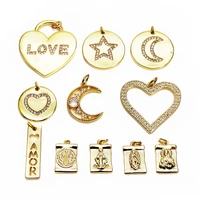 smooth polished love pendant virgin mary heart charms micro zircon gold plated pendant diy bracelet necklace accessorie
