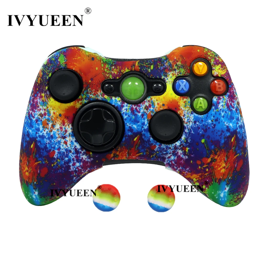 Art Splash IVYUEEN для microsoft Xbox 360 проводной/беспроводной контроллер силиконовый резиновый защитный чехол с кожаными ручками аксессуары для игр - Цвет: Art Splash