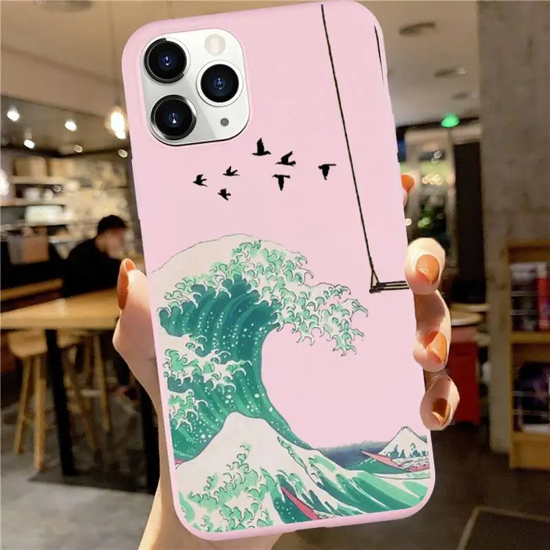 

Hokusai The Great Wave japanese style Phone Case Candy Color for iPhone 6 7 8 11 12 s mini pro X XS XR MAX Plus