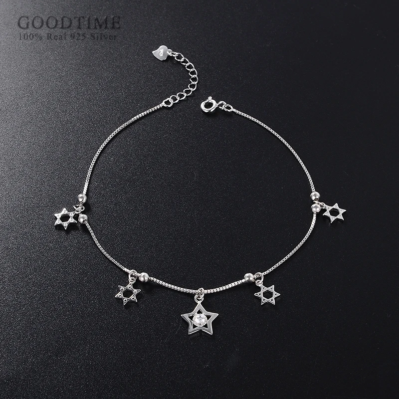 

Fashion Women Anklet 925 Sterling Silver Hexagon Star Hollow Zircon Anklet Decoration Jewelry Foot Accessories For Girl Gift