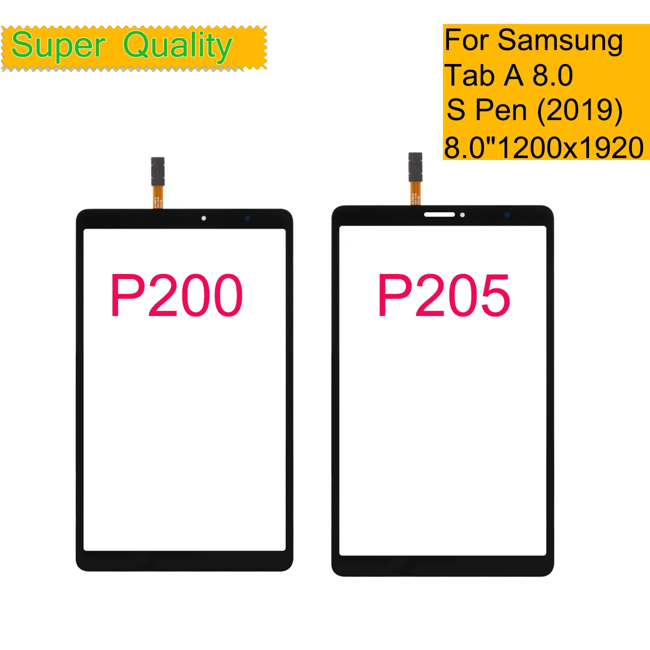 10Pcs/Lot For Samsung Galaxy Tab A 8.0 & S Pen 2019 P200 P205 Touch Screen Digitizer Panel Sensor Front Outer LCD Glass With OCA