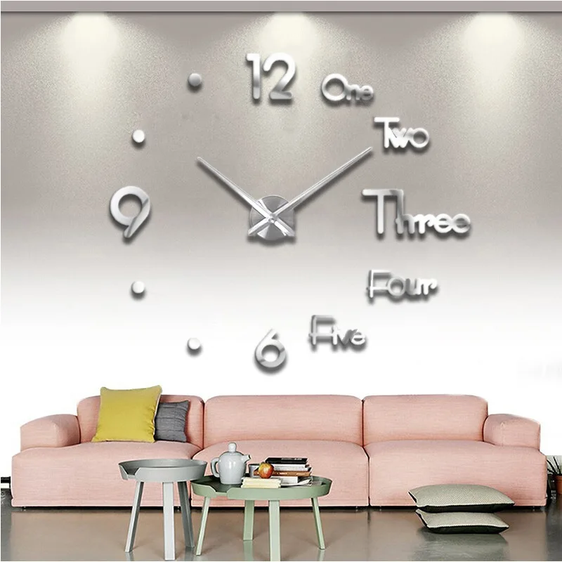 

3D Diy Grote Wandklok Modern Design Muur Sticker Klok Stille Home Decor Woonkamer Acryl Spiegel Nordic Wandklok 2021 Nieuwe