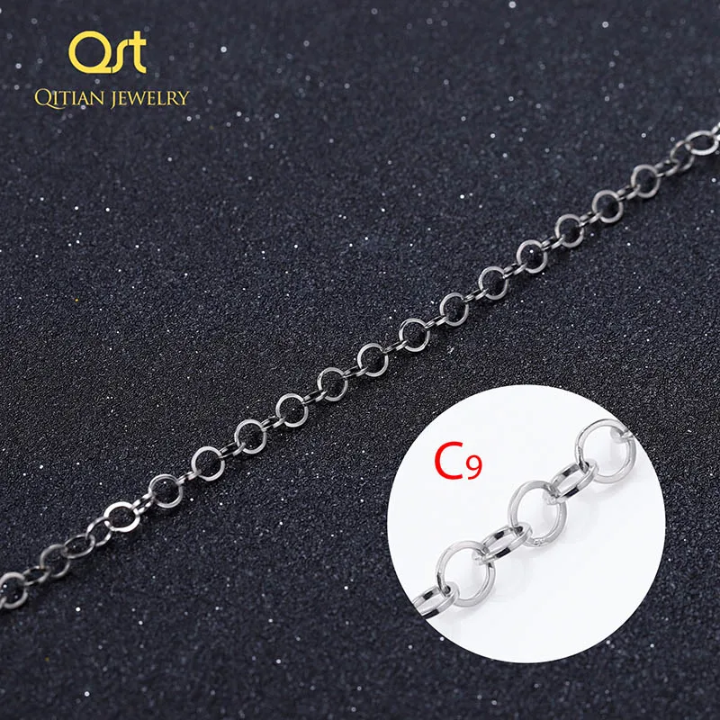 QITIAN, серебряное, золотое, сплошное ожерелье, цепочка, звено, для женщин, мужчин, колье из нержавеющей стали, мужские, Женские аксессуары, мода - Цвет: QF812-C9