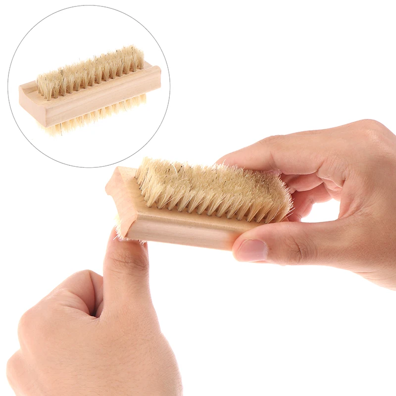 

1Pc Nail Brushes Double Sided Wood Handle Nails Cleaning Scrubbing Remover Tools