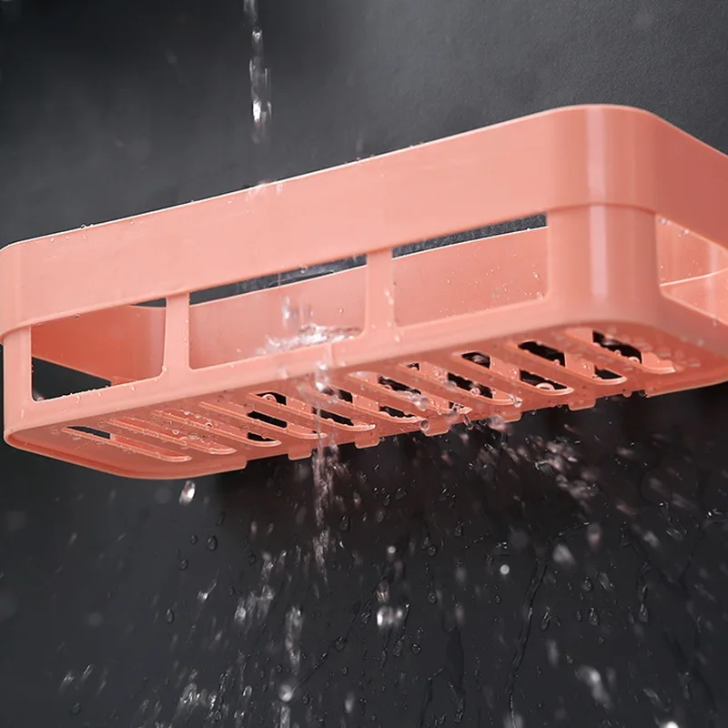 Полка органайзер для ванной комнаты корзина хранения шампуня и геля на клейкой