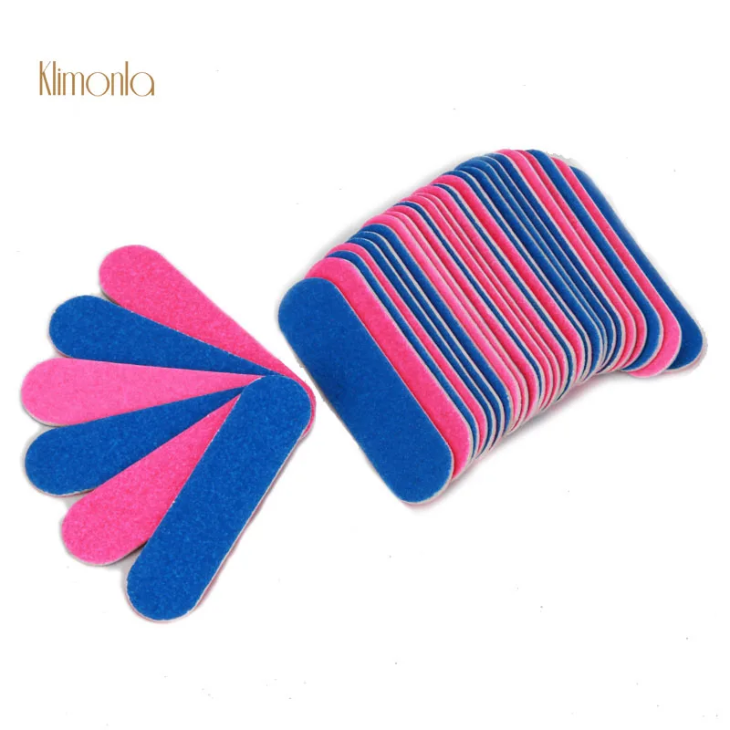 

Двухсторонние деревянные пилки розового и синего цвета, 100 шт./лот, мини пилка для ногтей, 100/180 наждачная бумага, шлифовальные пилки, полировк...