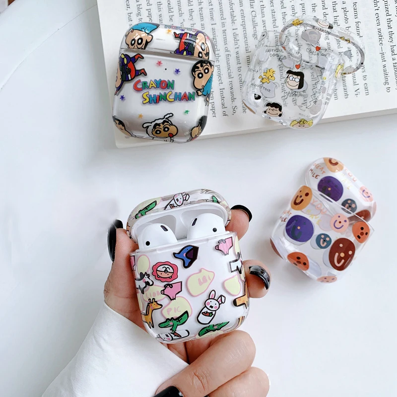 Роскошный мультяшный Прозрачный жесткий чехол для AirPods, Bluetooth наушники, аксессуары для Air pods 2, чехол, Модный чехол для зарядки