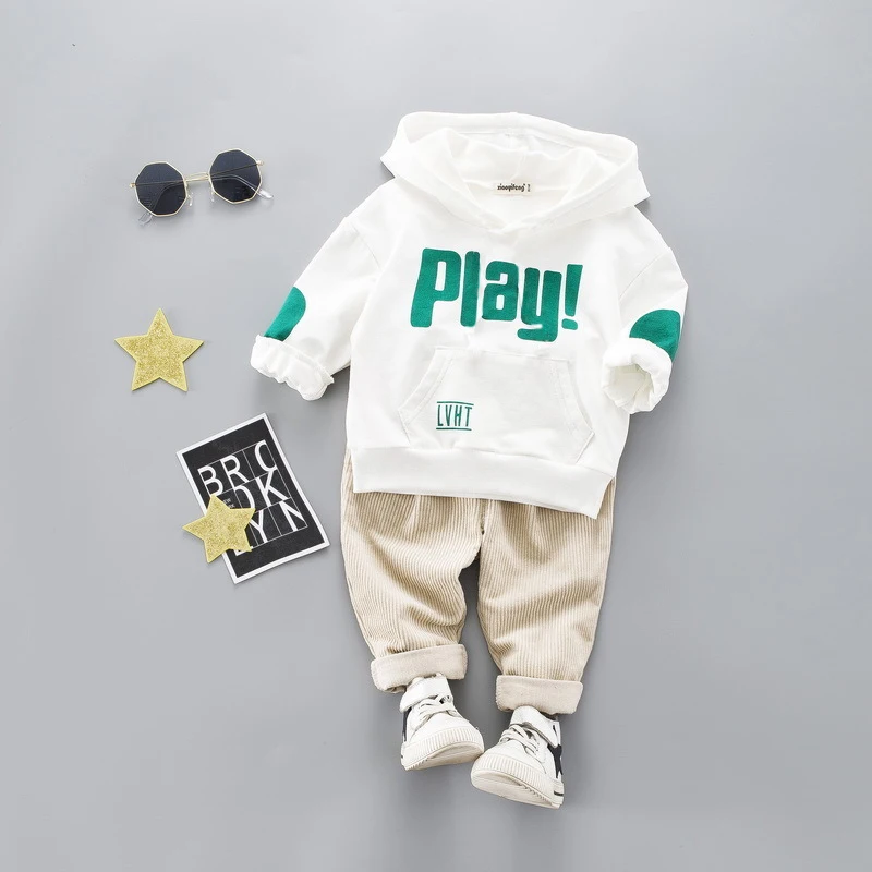 2020 Spring New Cotton Clothes Baby Girls Boys Sports Kids Hooded T Shirt Pants 2pcs/Sets Children Casual Suits Tracksuits | Детская