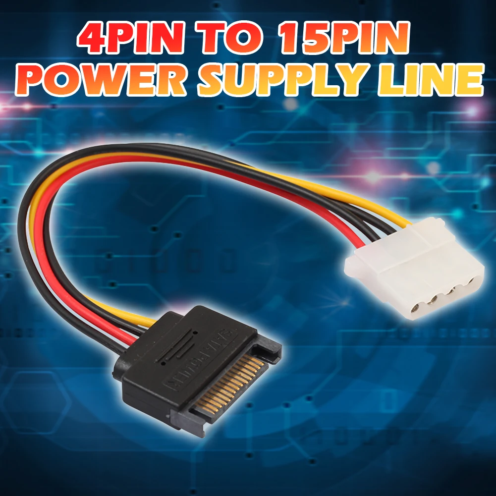 

8 inch SATA 15-Pin Male to Molex 4-Pin Female Power Adapter Cable for PCe Riser BTC Miner Mining 0.2m