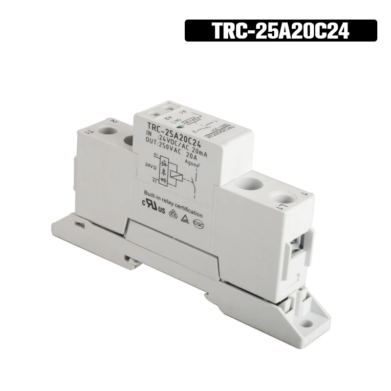 TRC-25A20C24 High Power Din Rail Relay 24VDC/AC 20mA Input 250VAC 20A Output Soft Starting Electromagnetic Contact Module | Обустройство