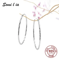 somilia silverage 60mm 50mm 40mm 30mm silver 925 huggie earrings silver fine jewelry hoop earrings women silver long earrings