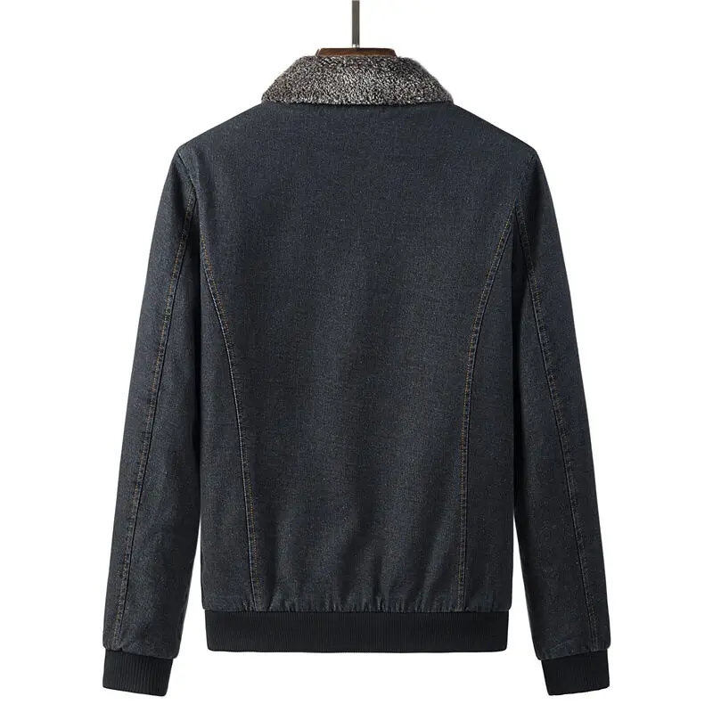 Мужская зимняя куртка из денима с флисовой подкладкой размеры до 5XL - купить по