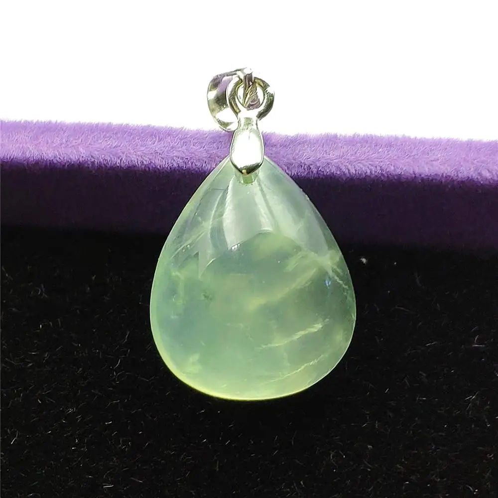 Genuine Natural Green Prehnite Crystal Water Drop Pendant 20x15x8mm Gemstone Clear Bead For Women Men Love Healing AAAAA | Украшения и