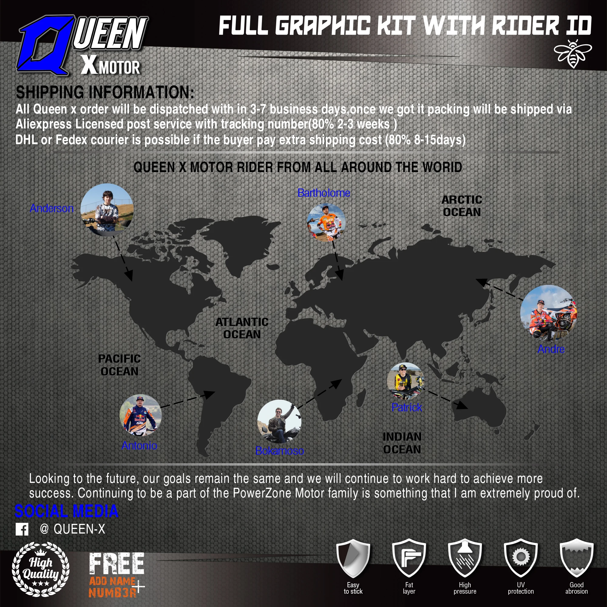 Королева X Мотор сделанный на заказ команда графика фоны наклейки 3м-наклейки