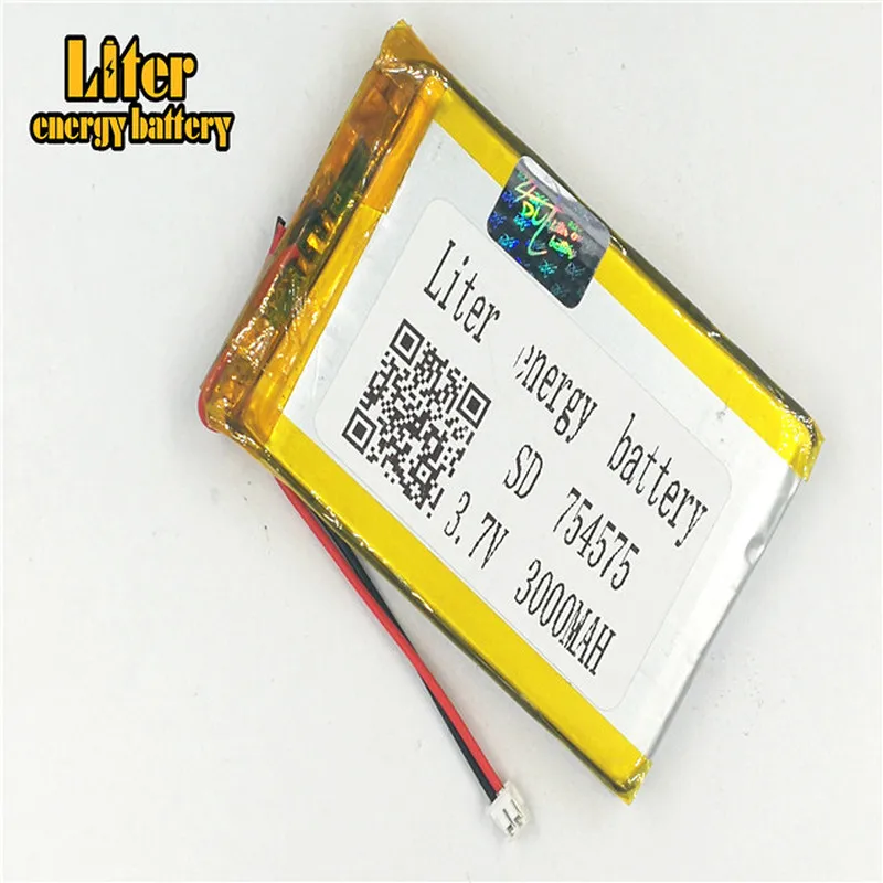 1 5 мм 2pin разъем 3 7 в 754575 3000 мАч Высокая мощность lipo батарея литий полимерная