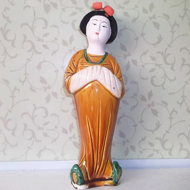 

Tang Sancai Ladies Ornaments Ceramic Chinese Handmade Gifts Retro Fat Girl TV Cabinet Porch Bookshelf Antique Collection M3035