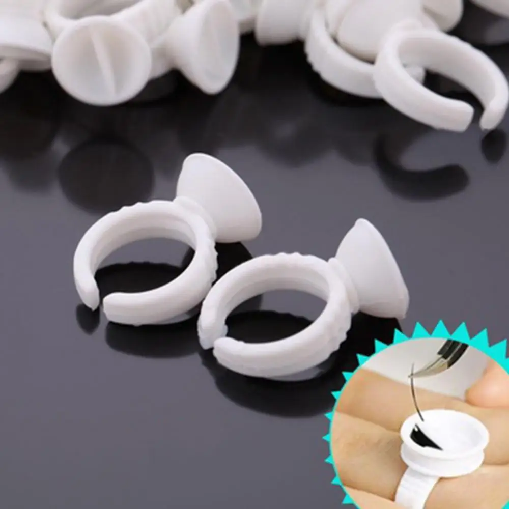 

100Pcs Ring Pallet Holder Disposable Glue Eyelash Extension Tattoo Pigment Body Art Makeup Ring Pallet Holder Tools