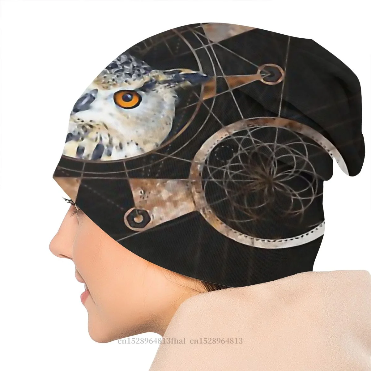

Greek Mythology Skullies Beanies Caps Owl Sacred Geometry Knitted Hat Winter Warm Bonnet Hats Men Women's Street Ski Cap