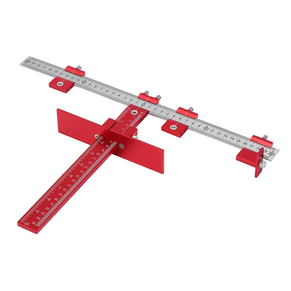

Red Aluminum Alloy Metric/Inch Cabinet Hardware Jig 4mm 5mm Drill Guide Cabinet Handle Template Jig