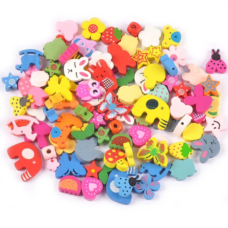 25 шт случайных миксов животных красочные деревянные бусины для украшений детей своими руками изготовления детского ожерелья деревянные украшения М2652.