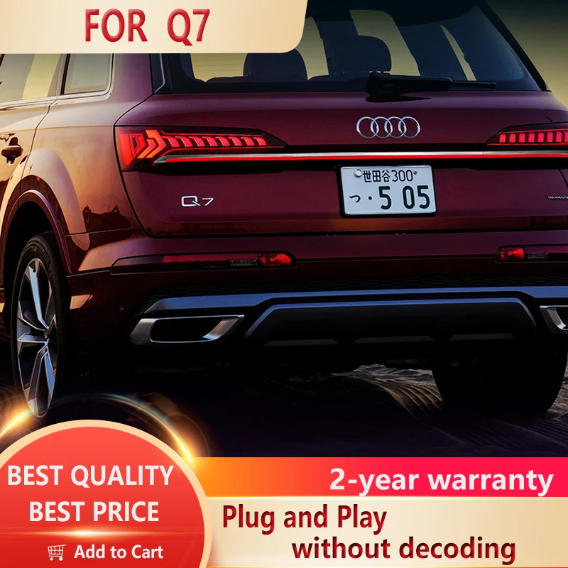 

Задний фонарь для Audi Q7, модификация 2020 2021, динамический тормозной фонарь для вождения ходовых коньков, проточной воды, рулевого управления
